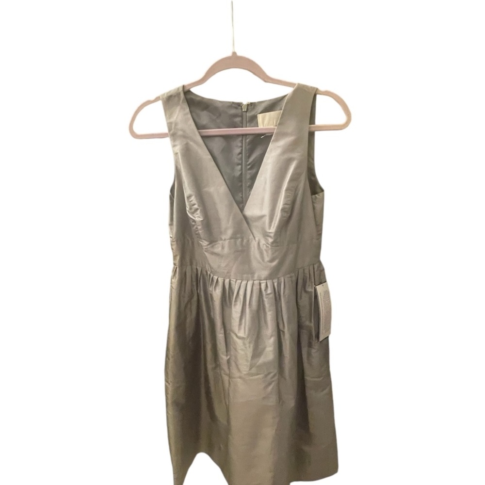 J. Crew Sleeveless Aline Dress with Pockets. Silver. Sz. 4 *BRAND NEW!*